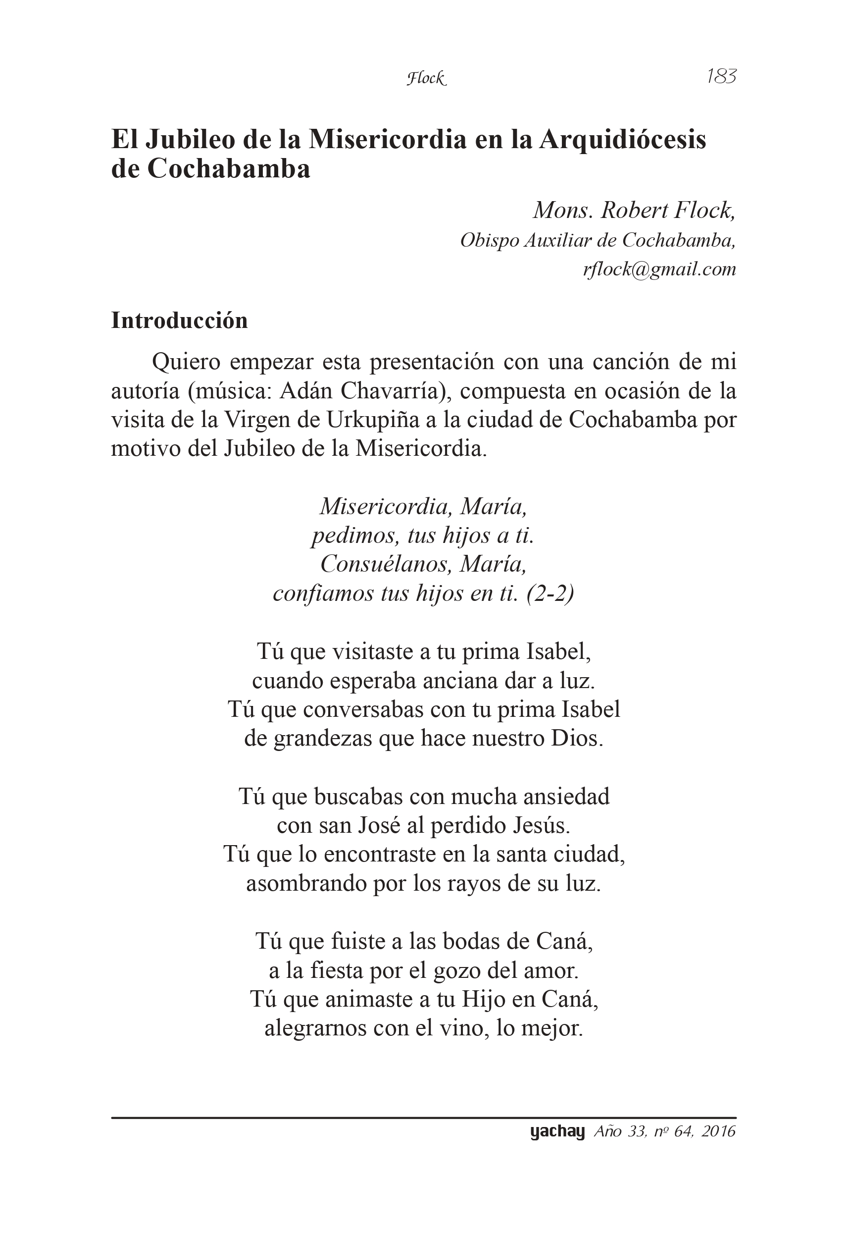 El Jubileo de la Misericordia en la Arquidiócesis  de Cochabamba