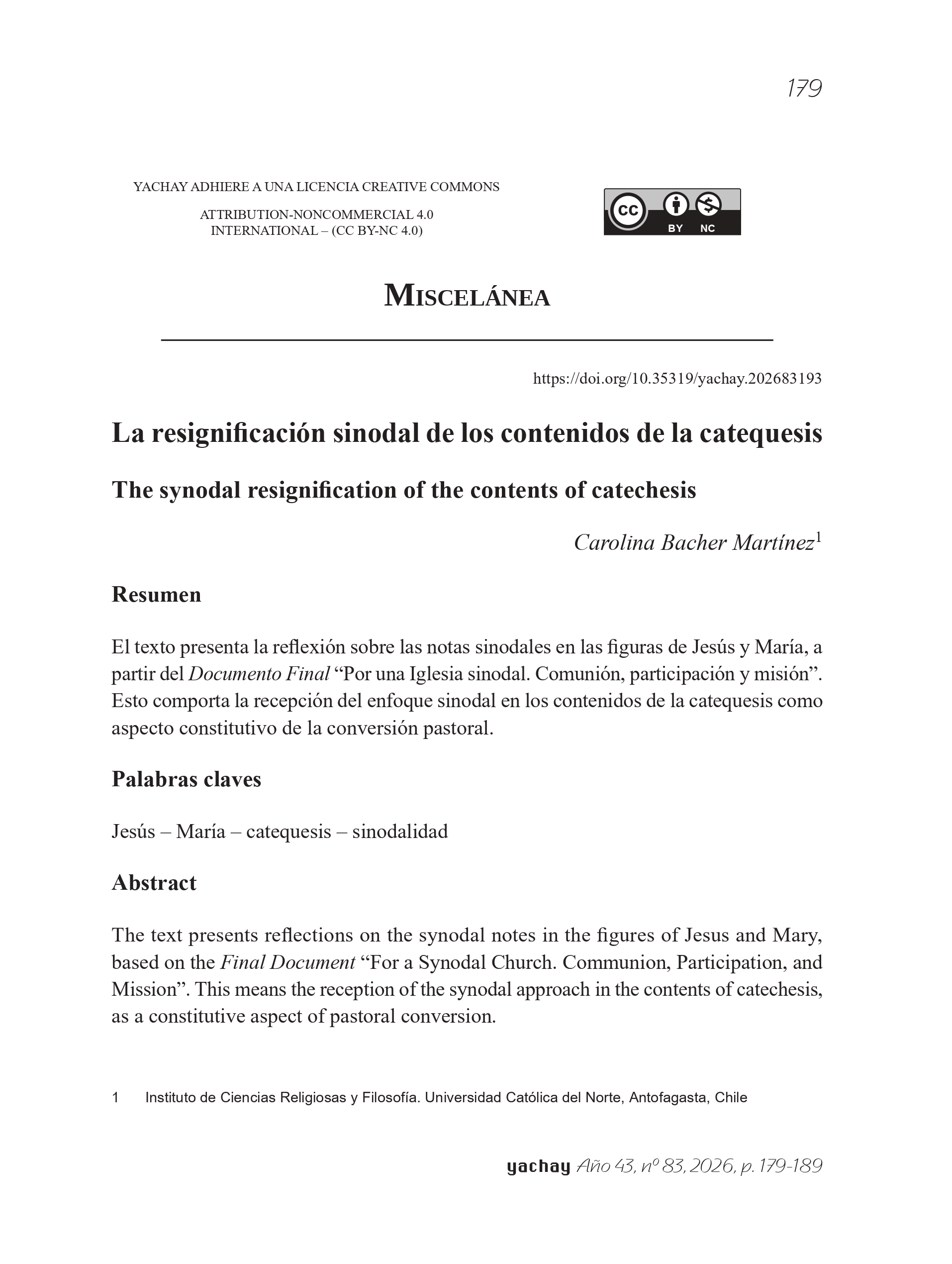 The synodal resignification of the contents of catechesis