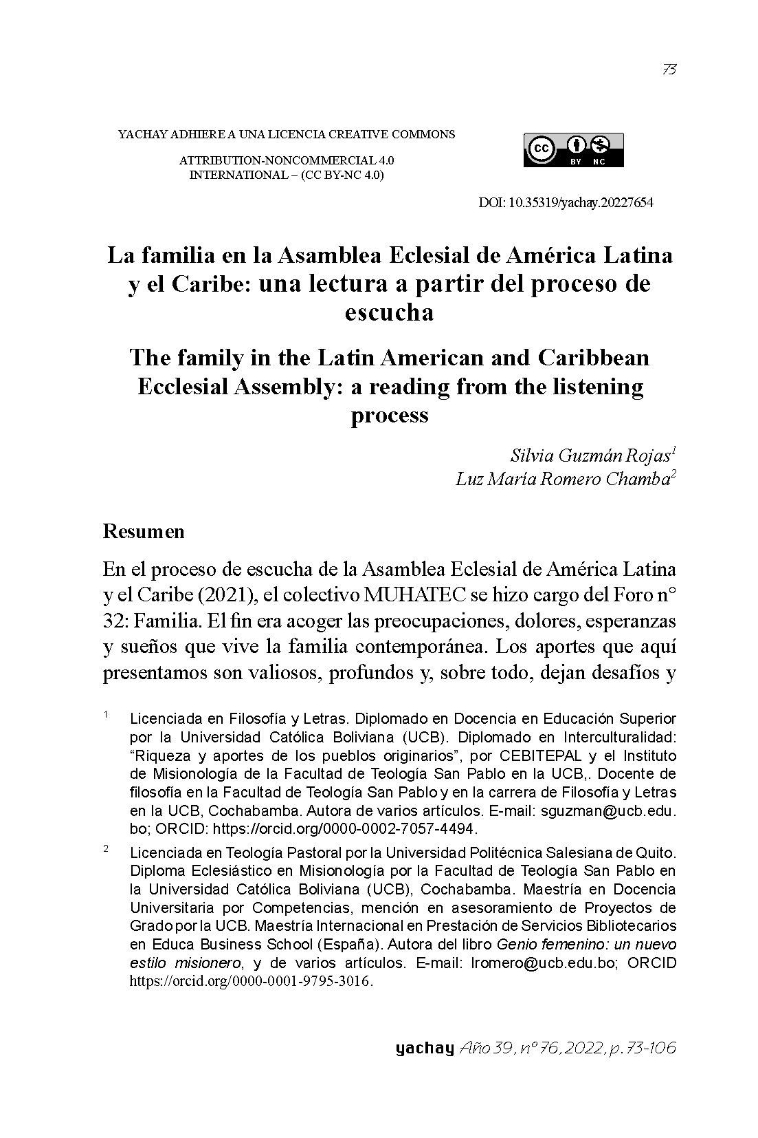 The family in the Latin American and Caribbean Ecclesial Assembly: a reading from the listening process